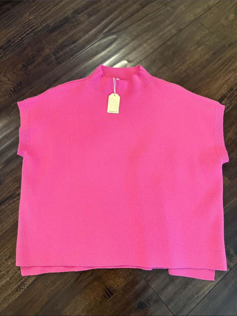 JODIFL Hot Pink Short Sleeve Turtleneck Sweater